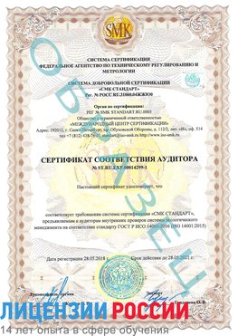 Образец сертификата соответствия аудитора №ST.RU.EXP.00014299-1 Одинцово Сертификат ISO 14001